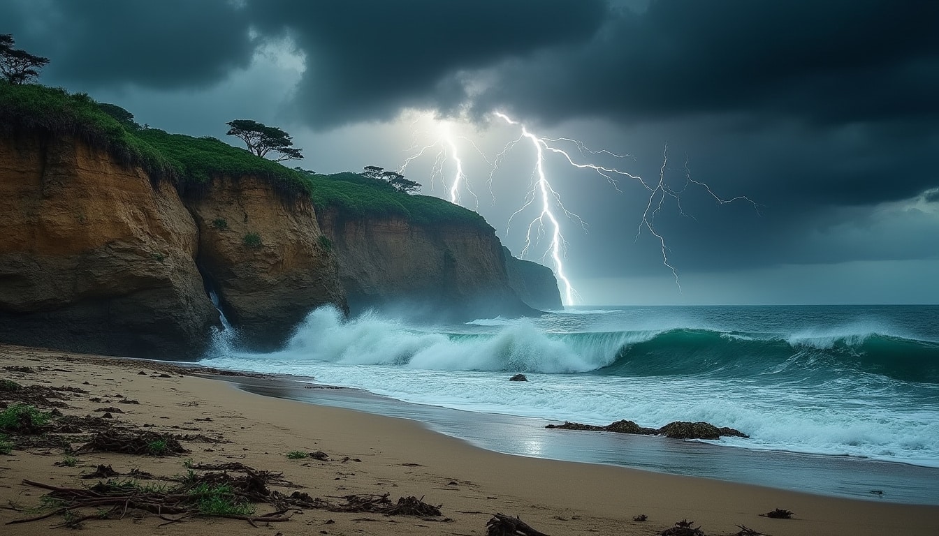découvrez comment l'érosion, la montée des eaux et les tempêtes constituent une triple menace pour les littoraux, accentuant le risque de submersions marines et mettant en danger les zones côtières.